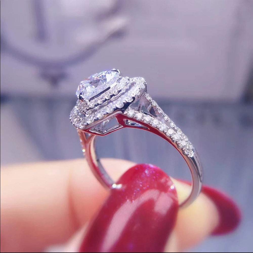 New 925 Silver Lovely Heart Diamond Bridal Ring 💍 - Picture 2 of 4